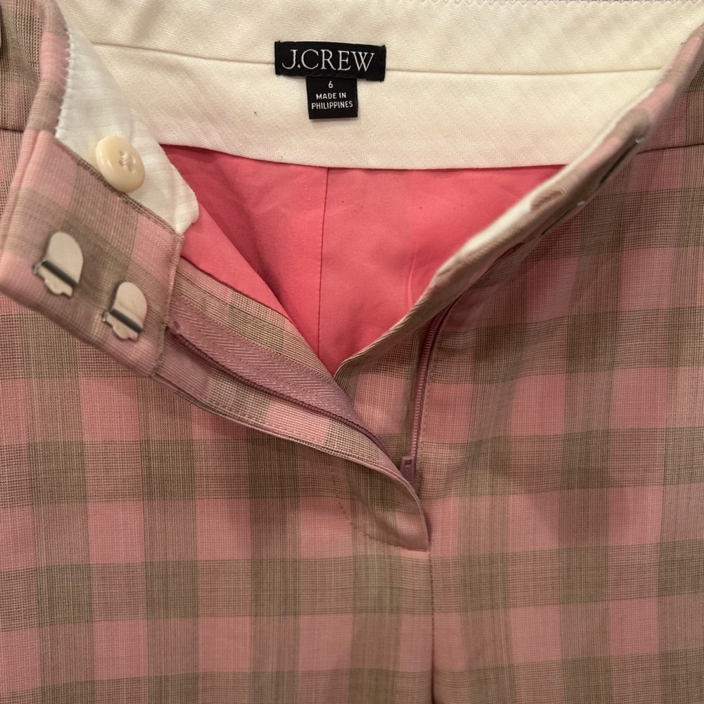 J.Crew Pink Plaid Pants